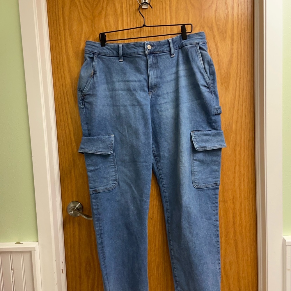 Lularoe Utility Cargo Pant Jeans Women's Size 34 Blue Denim